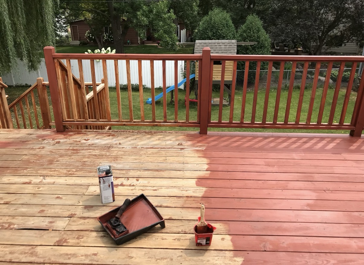 Deck red stairs