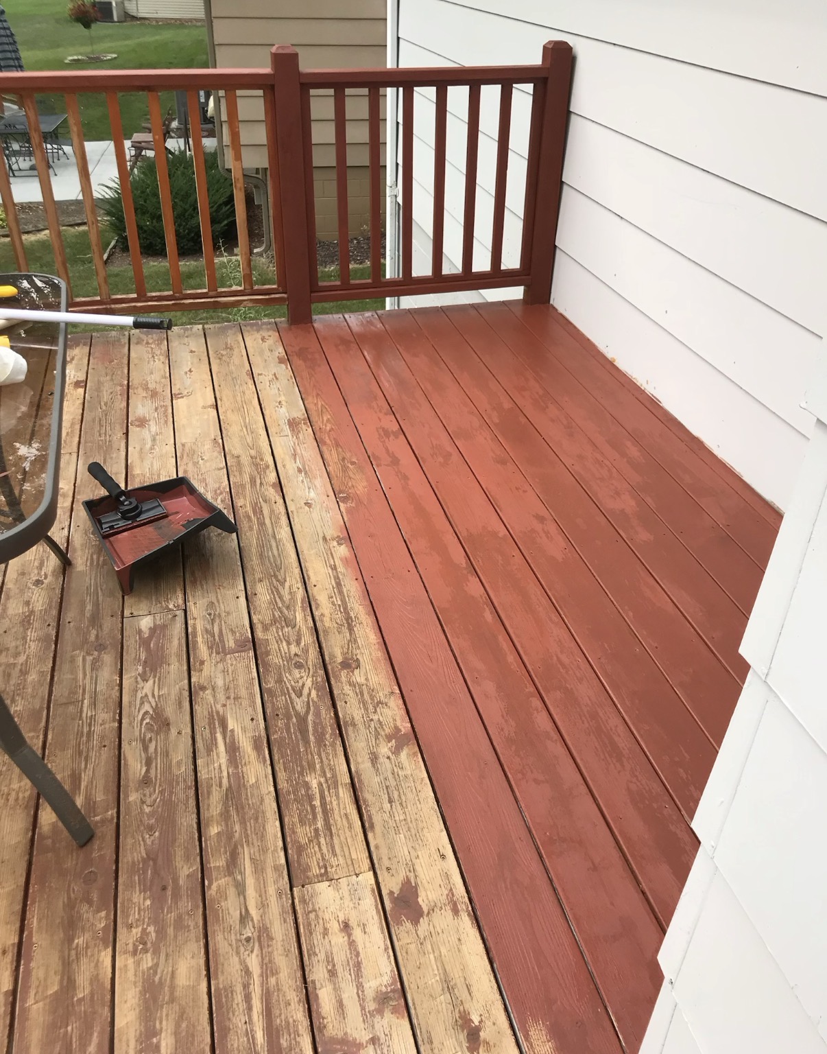 Deck painting in progress